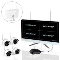 Safe2Home® Funk Überwachungskamera 8 Kanal Set – Kamera Set Monitor inkl Rekorder - 4x Cam enthalten